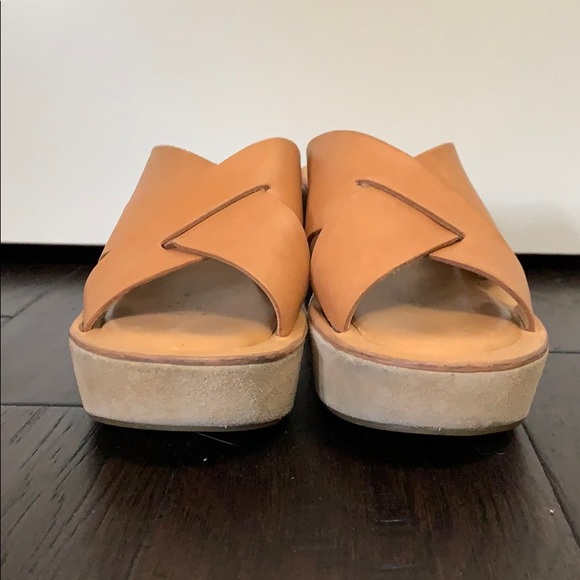 ❤️Kork Ease Wedge Sandals Tan Leather Slides 7 - Picture 6 of 8